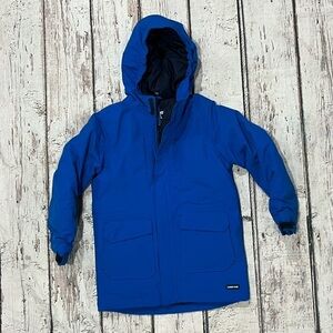 Kids Boys Lands End Blue Hoodie Zip Up Shell Jacket